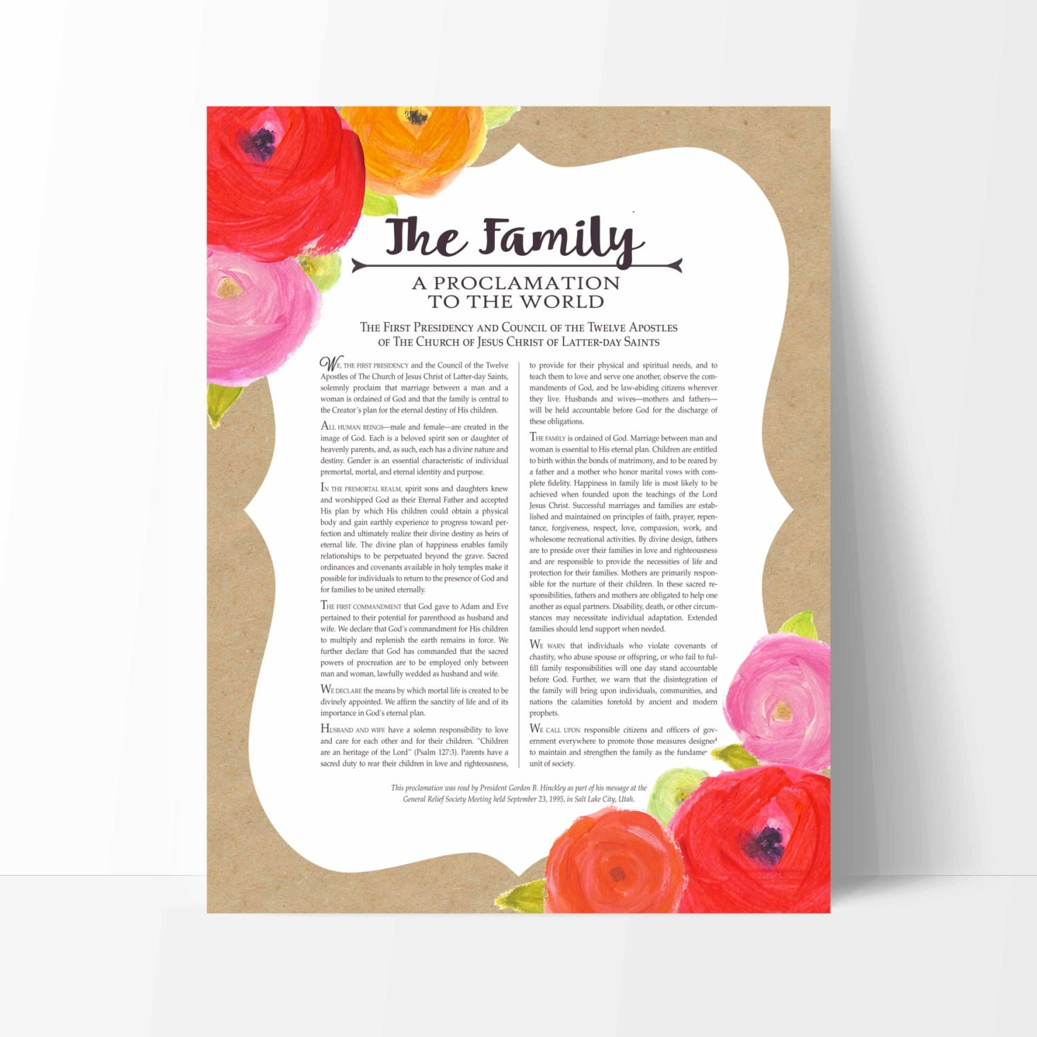 LDS Family Proclamation-Printable-Instant Download-4 Sizes