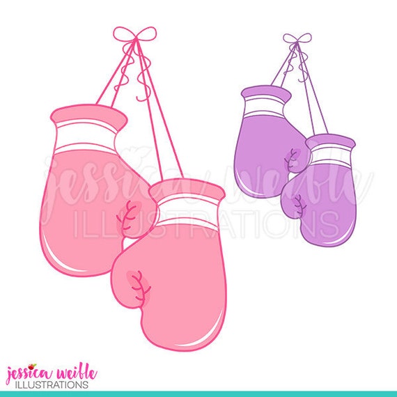 Pink Boxing Gloves Cute Digital Clipart, Boxing Gloves Clip art, Boxing