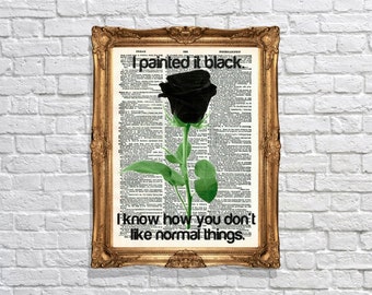 Black Rose Dictionary Art Inspired by Tate Langdon Violet Harmon