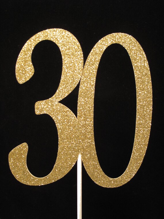 30th Birthday Cake Topper Gold Glitter Centerpiece 30th