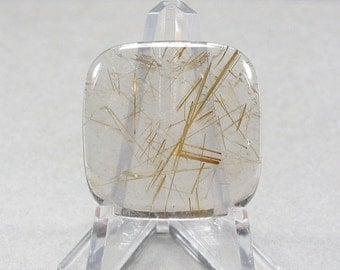 GOLD RUTILATED QUARTZ cabochon square 25X25mm designer cab