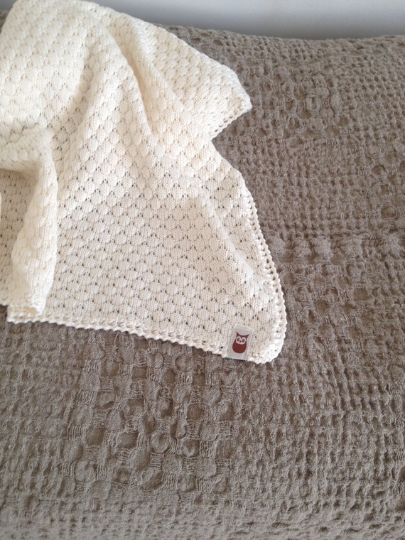 Baby blanket Knit Off white blanket Baptism accessory Special occasion ...