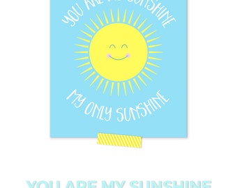You Are My Sunshine Wall Art. Childrens Nursery Decor. You Are