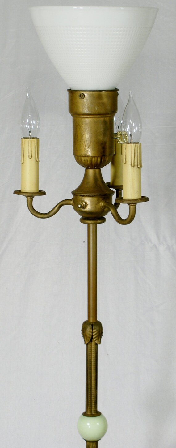 Vintage Floor Lamp six way Slag Glass Milk Glass rewired