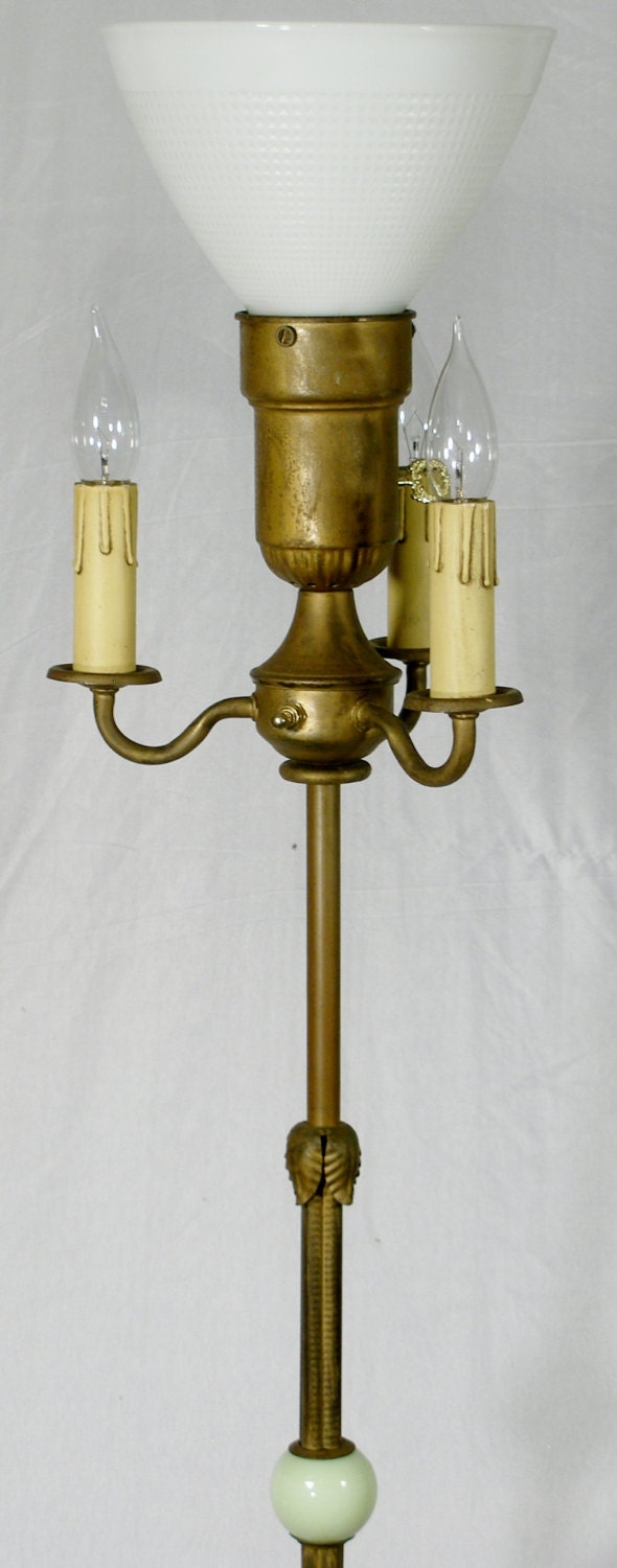 Vintage Floor Lamp six way Slag Glass Milk Glass rewired