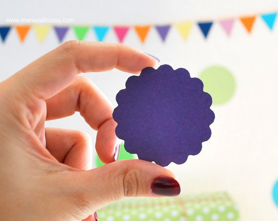 50 scalloped circles (2 inches) Textured Cardstock Die Cut A160 Il_570xn
