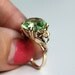 RESERVED for jdfield1 Vintage Green Amethyst Engagement ring in 10K yellow gold 12mm stone, floral ring