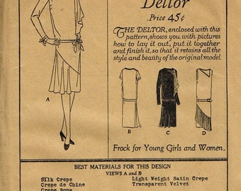 1920s Flapper Gatsby Miss Fisher Dress Asymmetrical Neckline Drop Waist Butterick 1771 Unused FF Bust 35 Women's Vintage Sewing Pattern
