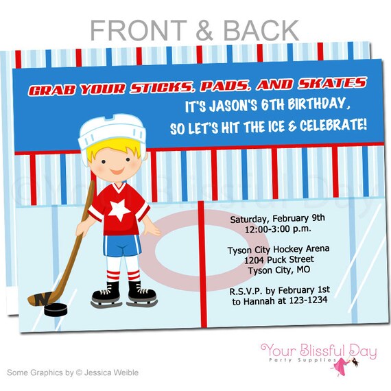 Hockey Party Invitation | Boy Hockey Birthday Party Invitations | Hockey Boy Birthday Invitation | Boy Hockey Party Invite #540 Il_570xn