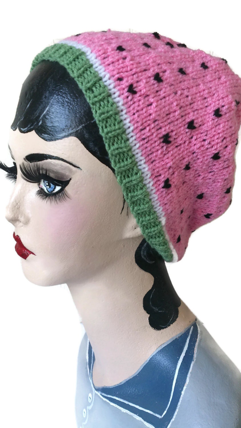 Womens Melon Hat Watermelon beanie Rockabilly Fruit Adult
