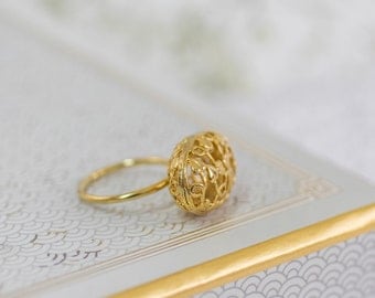 Boho Ring, Edwardian Ring, Gold Filigree Ring, Edwardian Engagement Ring, Boho Wedding, Edwardian Jewelry, Gold Ring, Unique Engagement Ring