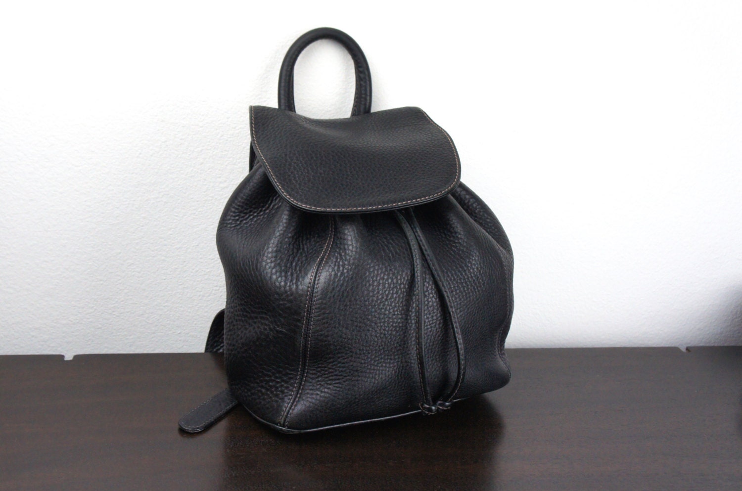 Vintage Black Pebbled Leather Coach Sonoma Drawstring Backpack
