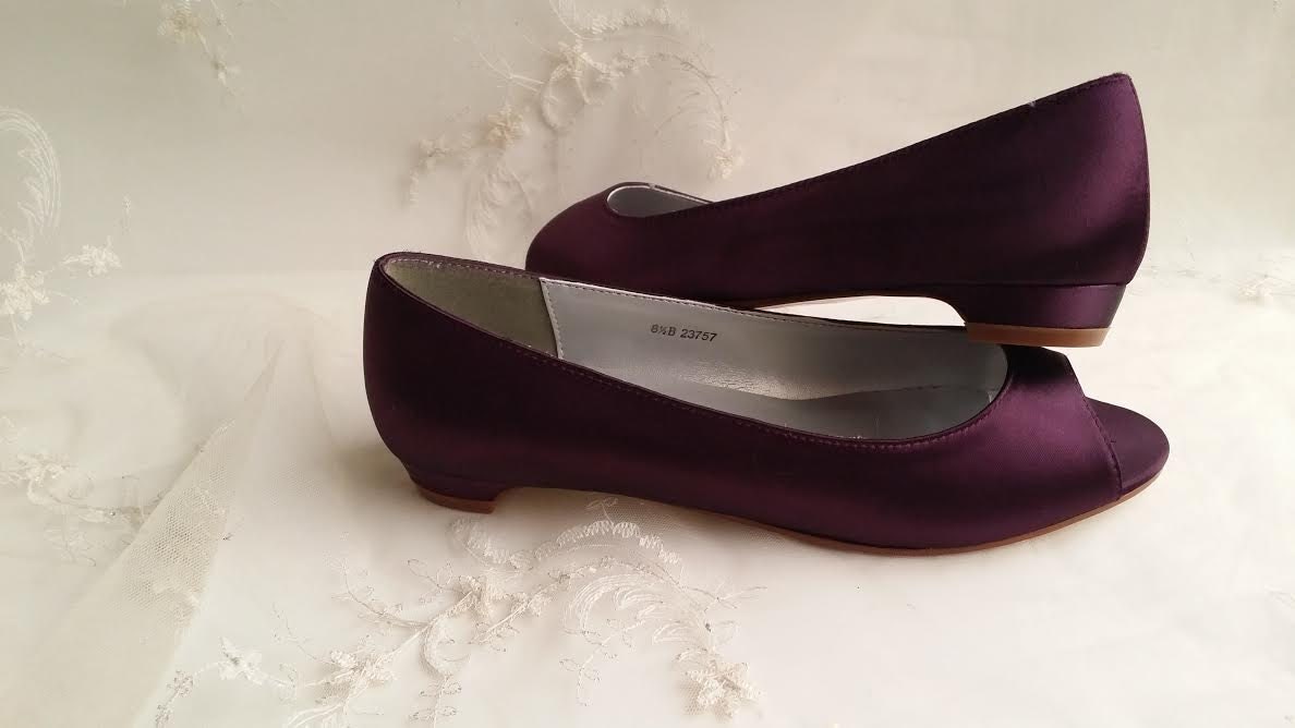 Eggplant Purple Wedding Shoes Kitten Heel Bridal Shoes