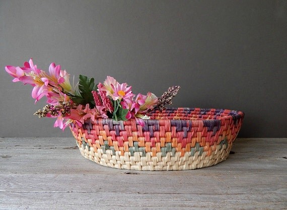 Vintage Woven Basket Rustic Bohemian Style Home by prayerfeather