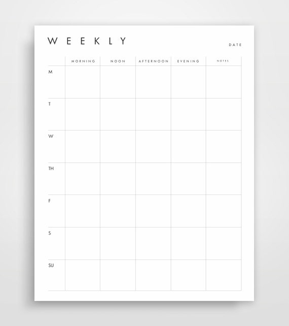 weekly agenda week schedule printable planner weekly