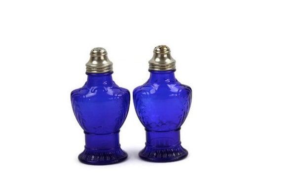 Cobalt Blue Glass Salt and Pepper