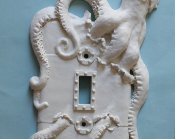 STEAMPUNK Octopus Kraken Decor LIght Switch Plate wall cover toggle switchplate outlet Carved Gift Sculptures Ornament Decorative Housewares