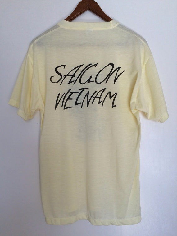 Vintage Tintin Vietnam Saigon T-shirt tee pale yellow 70's