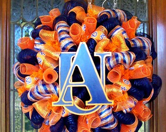 Deco Mesh Auburn Wreath, deco mesh wreath, wreath, football wreath