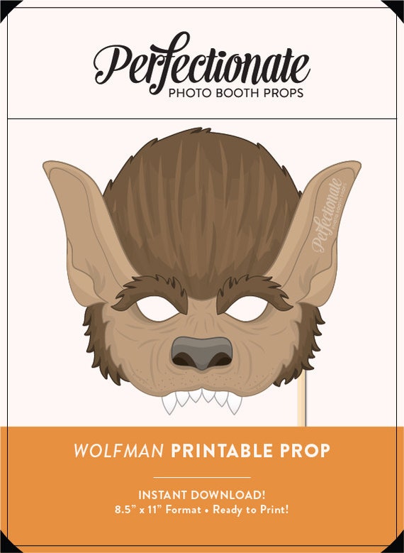 Printable Werewolf Mask Prop Halloween Printable Prop DIY