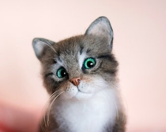 Kitten Kasya - life size Needle Felted toy (MADE TO ORDER)