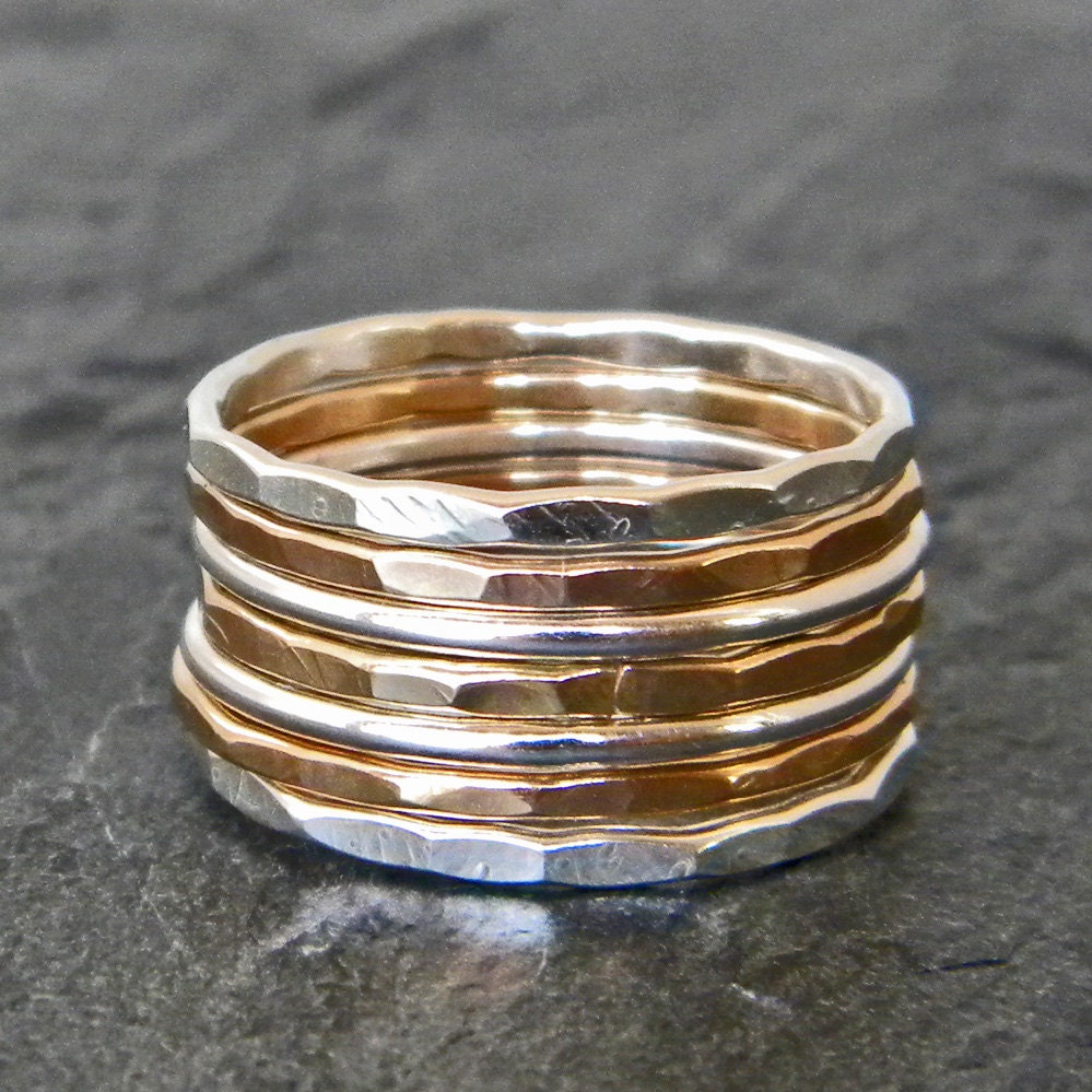  Silver  and Gold  Stacking  Ring  Sterling Silver  Stacking  Ring 