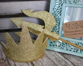Ursula inspired Crown and Trident Set- Glitter and Felt Dress Up Accessories