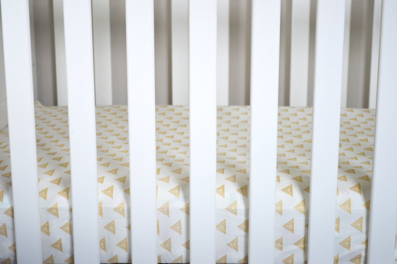 Fitted Crib Sheet Metallic Gold Triangles Crib Sheet