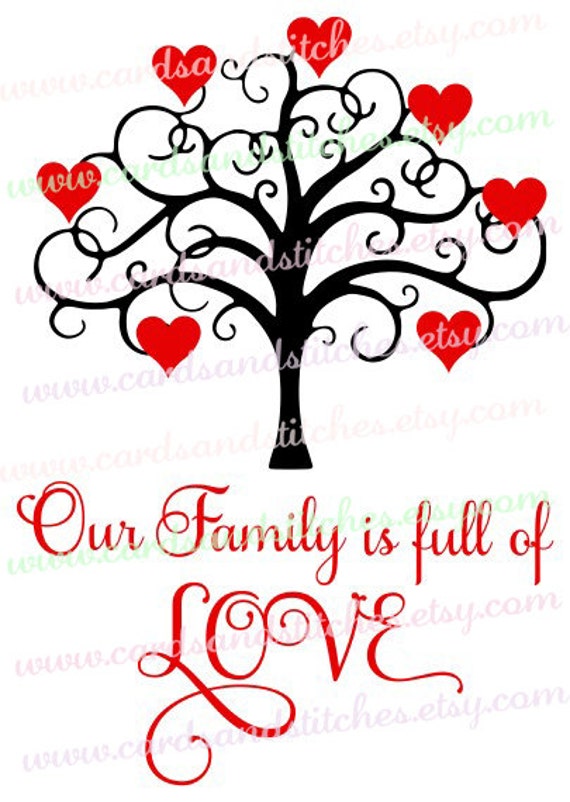Family Tree Valentine Tree Heart Tree by cardsandstitches