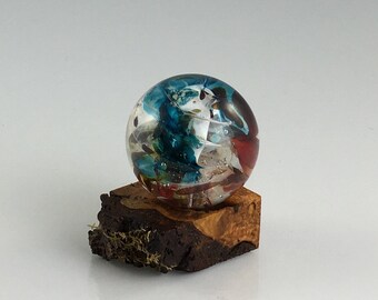 Glass Marble and Wood Stand by Jonathan Winfisky - Paperweight