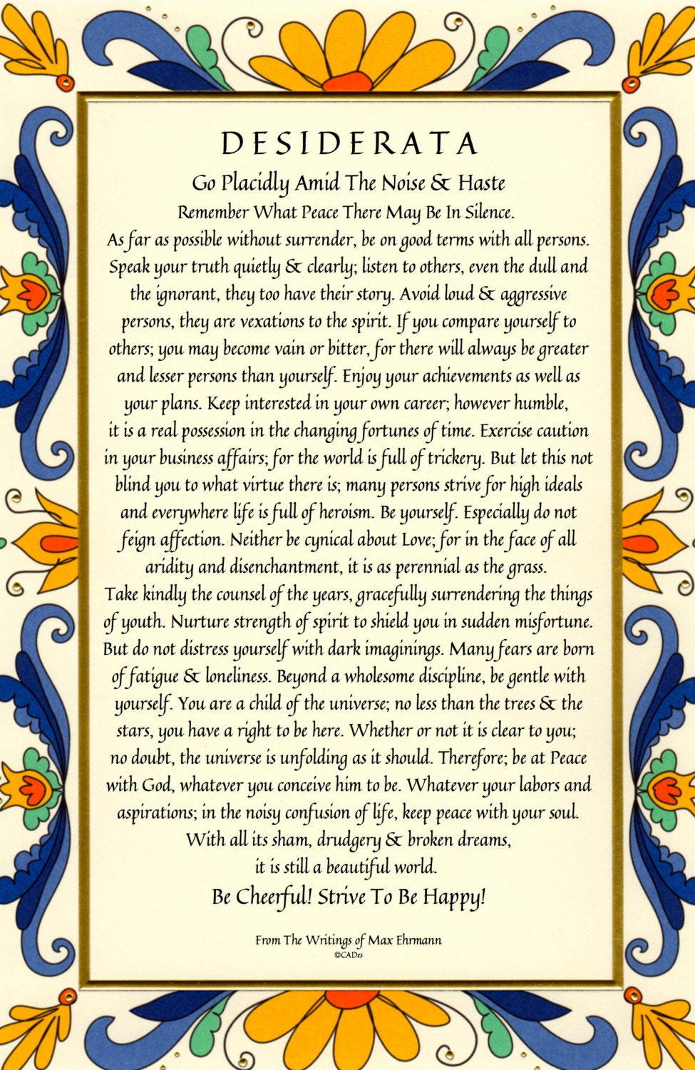 Desiderata Poem 11 X 17 28x43cm Art Card Country Cottage