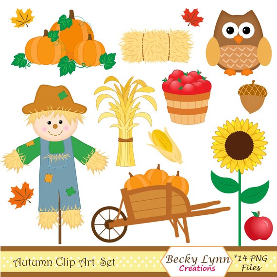 Fall Clip Art Set Autumn Clip Art Fall Digital Art Fall