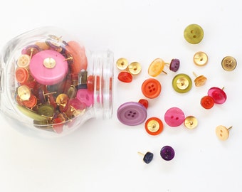 Button Thumb Tacks Push Pins Colorful Button Thumbtacks Memo Bulletin Board Assorted Colors Girls Office Supplies Button Tacks Dorm Room
