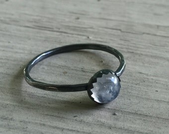Rainbow Moonstone Ring - Silver - Moonstone Ring - 6mm
