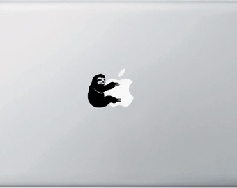MB - Sloth Hugging - Cute Sloth - Vinyl Macbook or Laptop Decal Sticker - Copyright © 2015 Yadda-Yadda Design Co. (SM 1.5"w x 1.5"h) (BLACK)
