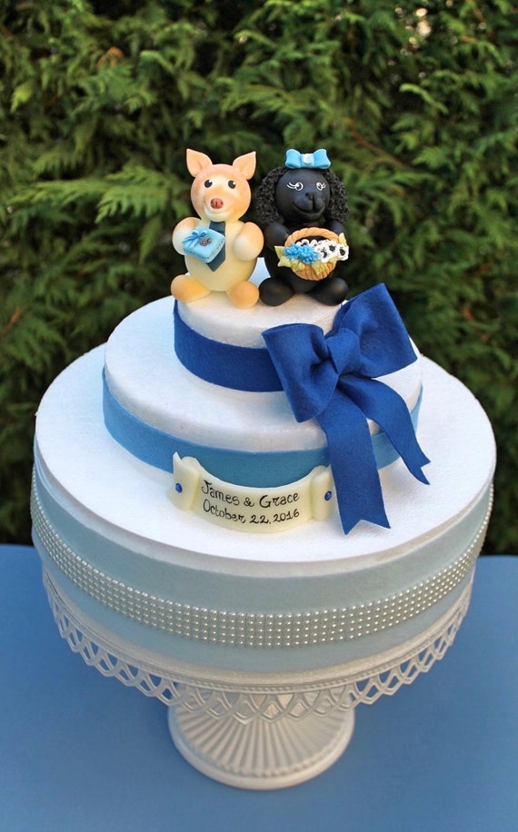 JeVenis Decorazione Per Torta A Forma Di Animale Della Fattoria Pecora E Mucca Maiale