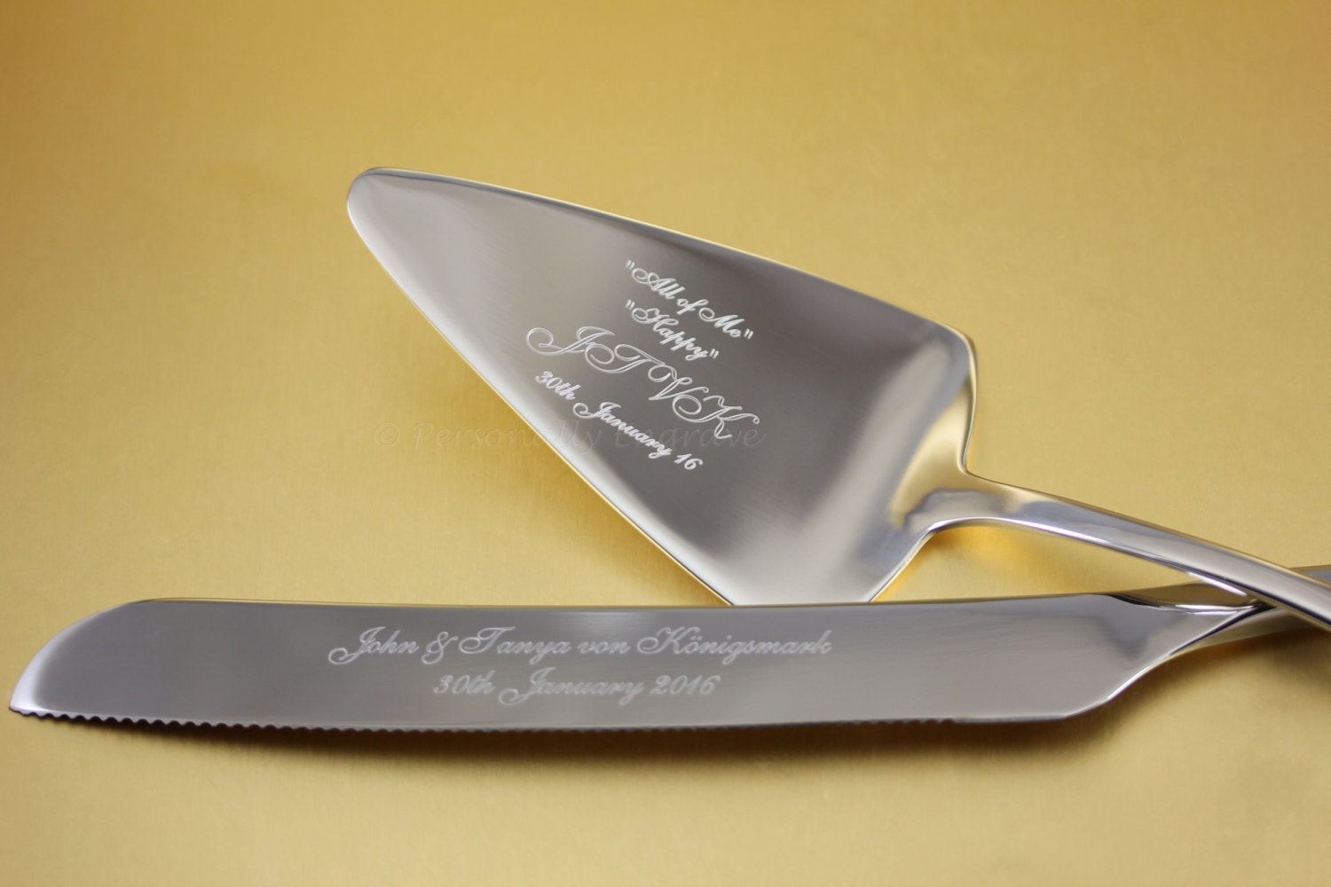 ENGRAVED STAINLESS Cake Server and/or Cutter with Monogrammed
