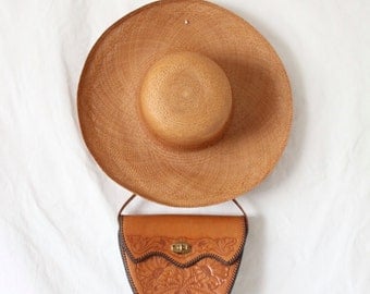 70's Tooled Leather Saddle Handbag