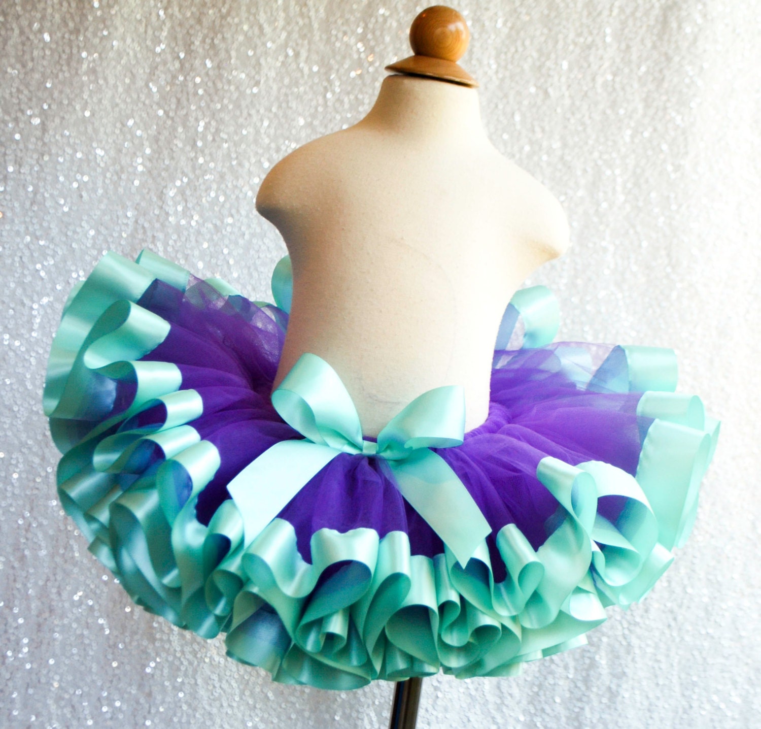 Purple And Aqua Ribbon Trimmed Tutu Birthday Tutu Pageant