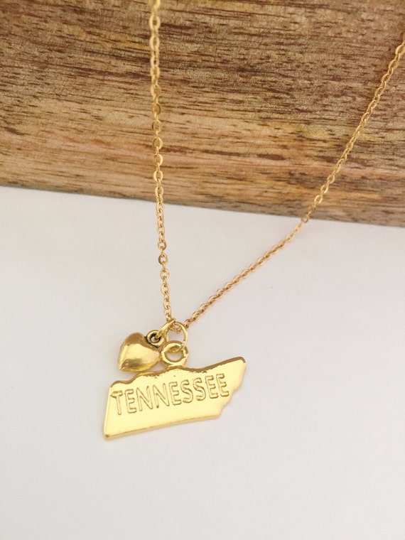 Tennessee State Necklace in Gold by InitiallyCharming on Etsy