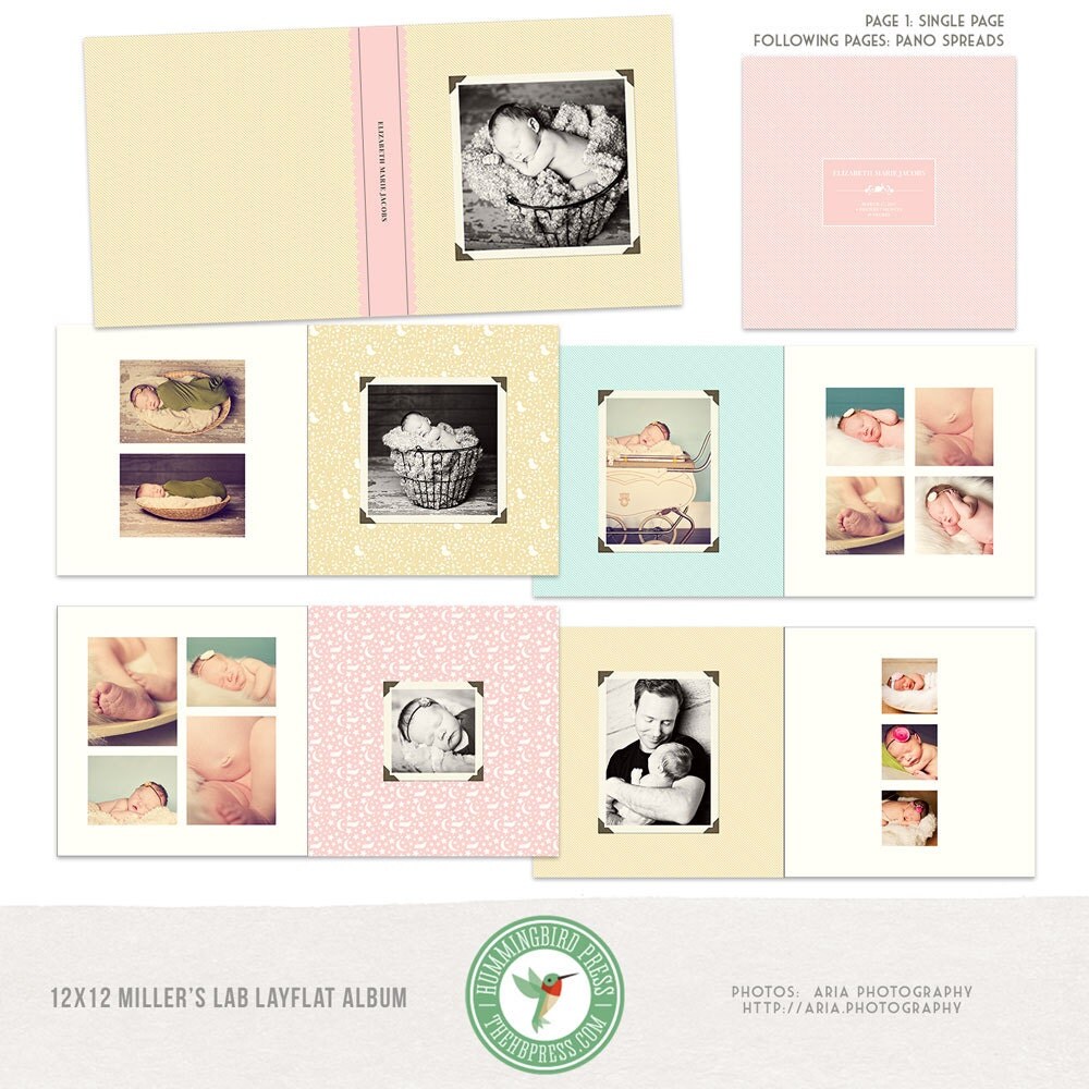 12x12 Millers Lab Layflat Album Newborn Album Girls Album