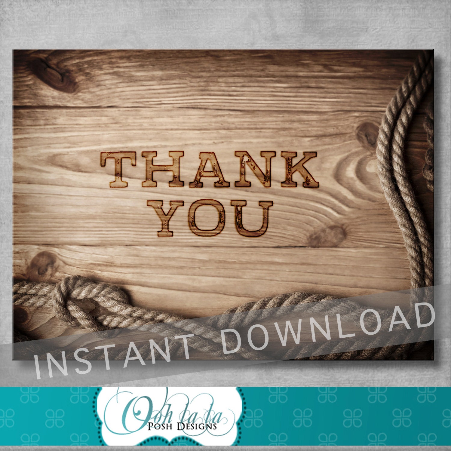 Rustic Wedding Thank You Card Rustic Invitation 4 x 5.5