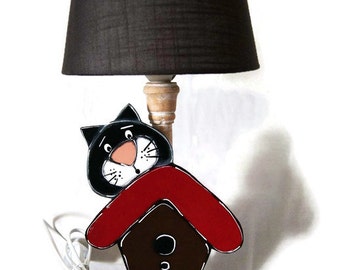 Cat lamp and shade - Living room lamp - Bedroom lamp