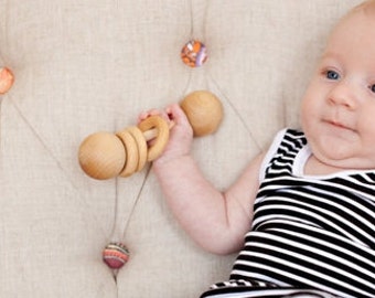 Classic Wooden Rattle - Baby Rattle, Montessori, Organic Baby Toy, Gender Neutral Gift
