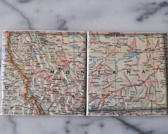 Montana - Vintage Map Coasters - Set of 2