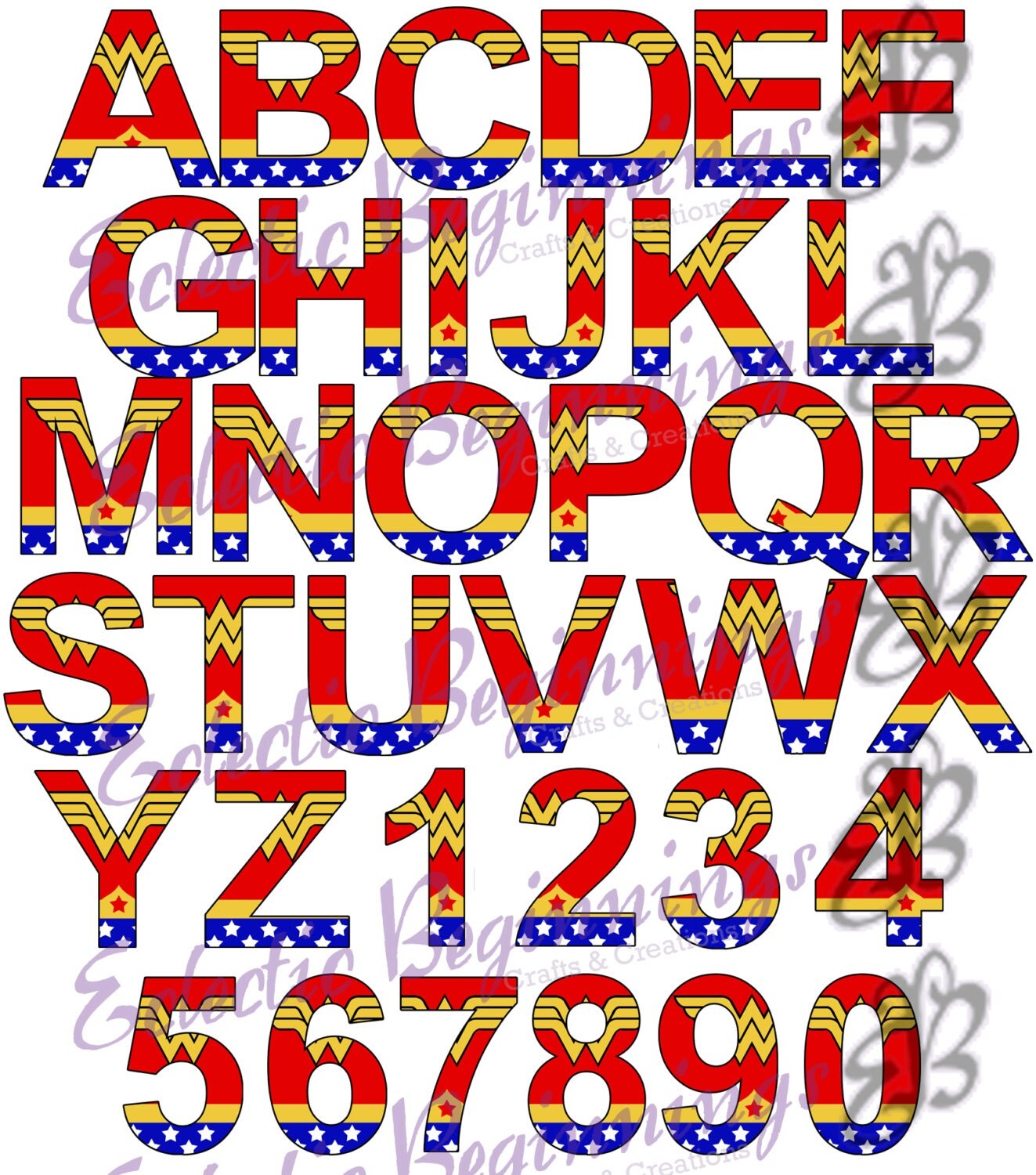 Alphabet and Numbers PNG Digital File Diy Print Clip