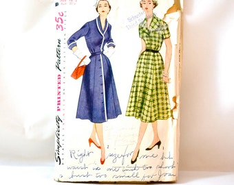 1950s Vintage Simplicity Pattern 3797 for Misses One Piece Dress size 12.5 bust 31.5