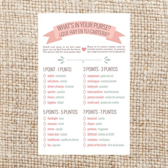 Items similar to Bilingual English Spanish What's In Your Purse