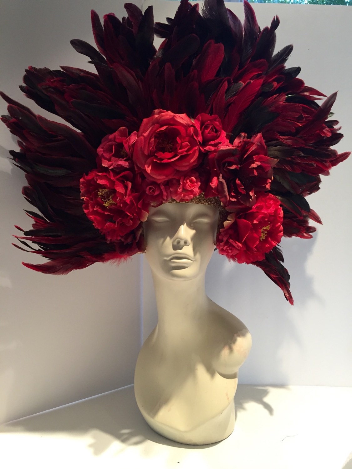 Frida Kahlo Headdress Flower Headpiece Red Flower Costume