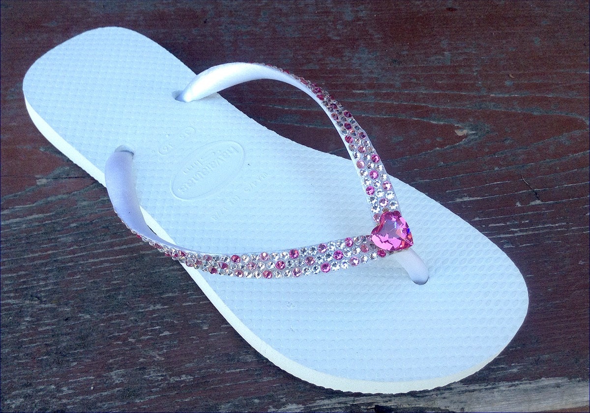 Custom Havaianas Slim Flip Flops Wedding Confetti w/ Swarovski